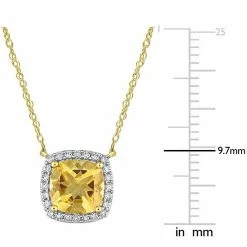 Stella Grace 10k Gold Citrine & 1/8 Carat T.W. Diamond Cushion Halo Necklace -Stella Grace Sales unnamed file 7322