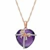Stella Grace 10k Rose Gold Amethyst & 1/8 Carat T.W. Diamond Heart Pendant Necklace