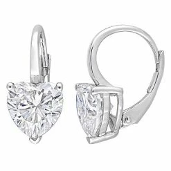 Stella Grace Sterling Silver 4 Carat T.W. Lab-Created Moissanite Heart Leverback Earrings