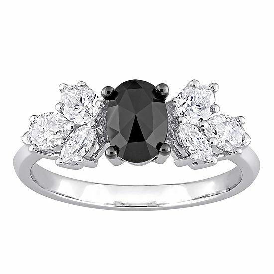 Stella Grace 10k White Gold 3/4 Carat T.W. Oval Black Diamond & 1 3/8 Carat T.W Lab-Created Moissanite Engagement Ring 1 Stella Grace 10k White Gold 3/4 Carat T.W. Oval Black Diamond & 1 3/8 Carat T.W Lab-Created Moissanite Engagement Ring