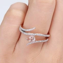 Stella Grace 10k Rose Gold Morganite & 1/4 Carat T.W. Diamond Open Wrap Ring -Stella Grace Sales unnamed file 7357