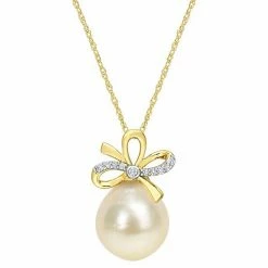 Stella Grace 14k Gold South Sea Cultured Pearl & Diamond Accent Bow Pendant Necklace