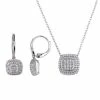 Stella Grace Sterling Silver 1 Carat T.W. Diamond Halo Leverback Earrings & Necklace Set