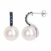 Stella Grace 10k White Gold Sapphire & Freshwater Cultured Pearl Earrings