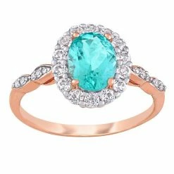 Stella Grace 14k Rose Gold Apatite, White Topaz & Diamond Accent Oval Halo Ring