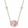 Stella Grace 14k Rose Gold Morganite, 1/6 Carat Diamond & White Sapphire Pendant Necklace