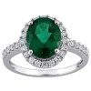 Stella Grace 10k White Gold Lab-Created Emerald & Lab-Created White Sapphire Halo Engagement Ring