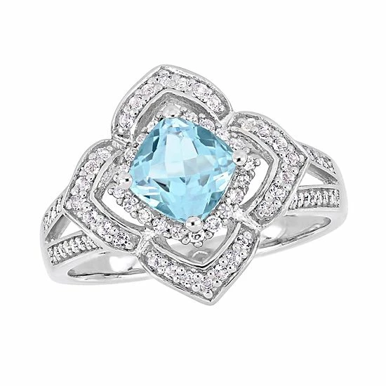 Stella Grace Sterling Silver Blue Topaz & 1/5 Carat T.W. Diamond Ring 1 Stella Grace Sterling Silver Blue Topaz & 1/5 Carat T.W. Diamond Ring