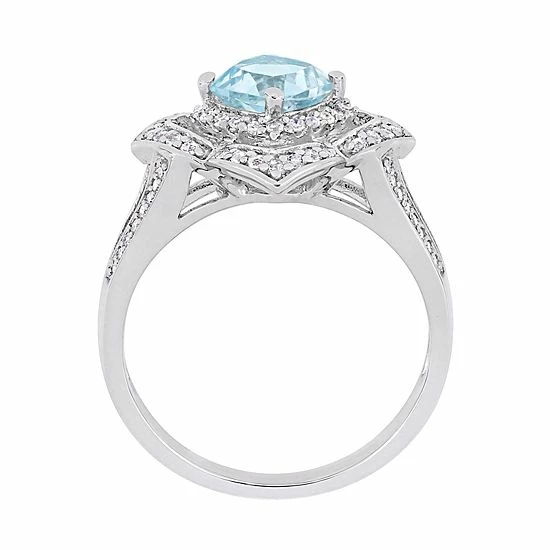 Stella Grace Sterling Silver Blue Topaz & 1/5 Carat T.W. Diamond Ring 2 Stella Grace Sterling Silver Blue Topaz & 1/5 Carat T.W. Diamond Ring - Image 2