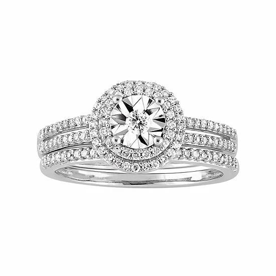 Stella Grace 10k White Gold 3/8 Carat T.W. Diamond Halo Ring 1 Stella Grace 10k White Gold 3/8 Carat T.W. Diamond Halo Ring