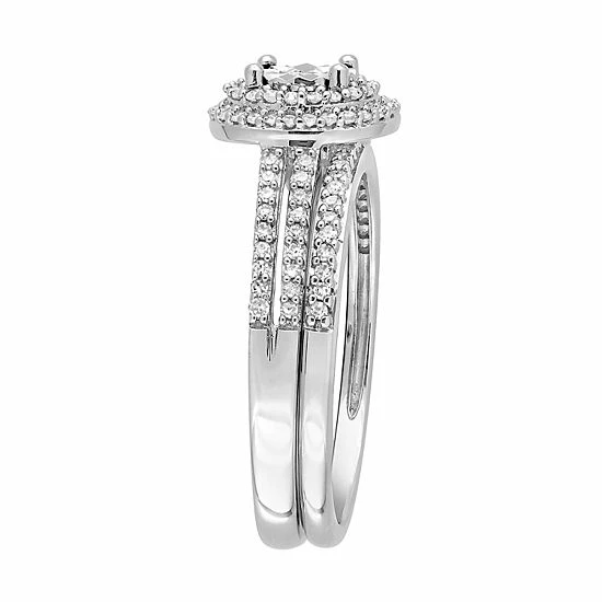 Stella Grace 10k White Gold 3/8 Carat T.W. Diamond Halo Ring 2 Stella Grace 10k White Gold 3/8 Carat T.W. Diamond Halo Ring - Image 2