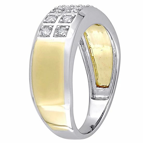 Stella Grace Men's 10k Gold Two Tone 1/3 Carat T.W. Diamond Double Row Ring 2 Stella Grace Men's 10k Gold Two Tone 1/3 Carat T.W. Diamond Double Row Ring - Image 2