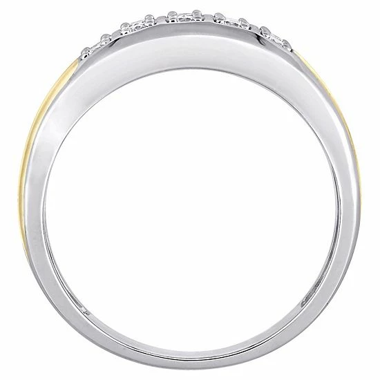 Stella Grace Men's 10k Gold Two Tone 1/3 Carat T.W. Diamond Double Row Ring 3 Stella Grace Men's 10k Gold Two Tone 1/3 Carat T.W. Diamond Double Row Ring - Image 3