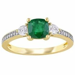Stella Grace 14k Gold Emerald, White Sapphire & 1/10 Carat T.W. Diamond Halo Engagement Ring