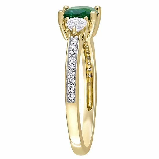Stella Grace 14k Gold Emerald, White Sapphire & 1/10 Carat T.W. Diamond Halo Engagement Ring 2 Stella Grace 14k Gold Emerald, White Sapphire & 1/10 Carat T.W. Diamond Halo Engagement Ring - Image 2