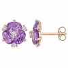 Stella Grace 14k Rose Gold African Amethyst & 1/4 Carat T.W. Diamond Stud Earrings
