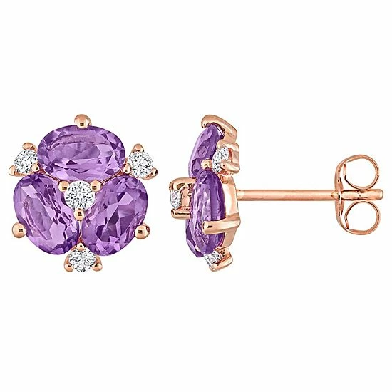 Stella Grace 14k Rose Gold African Amethyst & 1/4 Carat T.W. Diamond Stud Earrings 1 Stella Grace 14k Rose Gold African Amethyst & 1/4 Carat T.W. Diamond Stud Earrings