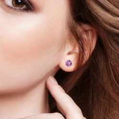 Stella Grace 14k Rose Gold African Amethyst & 1/4 Carat T.W. Diamond Stud Earrings 5 Stella Grace 14k Rose Gold African Amethyst & 1/4 Carat T.W. Diamond Stud Earrings -Stella Grace Sales unnamed file 7490