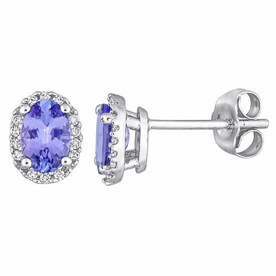 Stella Grace 10k White Gold Tanzanite & Diamond Accent Stud Earrings 1 Stella Grace 10k White Gold Tanzanite & Diamond Accent Stud Earrings