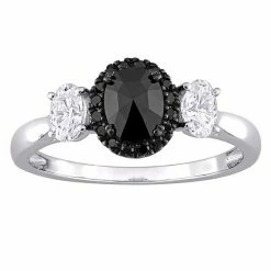 Stella Grace 10k White Gold 3/5 Carat T.W. Black & White Diamond & 3/8 Carat T.W. Lab-Created Moissanite Engagement Ring