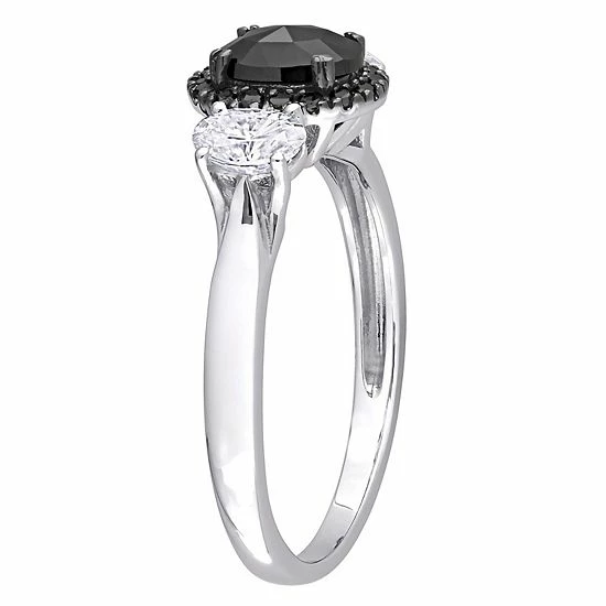Stella Grace 10k White Gold 3/5 Carat T.W. Black & White Diamond & 3/8 Carat T.W. Lab-Created Moissanite Engagement Ring 2 Stella Grace 10k White Gold 3/5 Carat T.W. Black & White Diamond & 3/8 Carat T.W. Lab-Created Moissanite Engagement Ring - Image 2