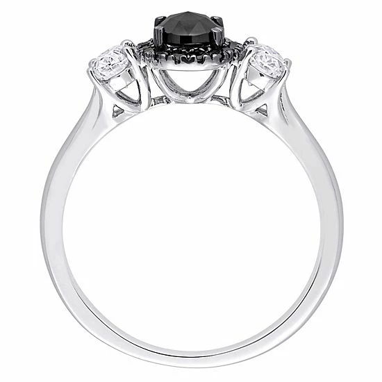 Stella Grace 10k White Gold 3/5 Carat T.W. Black & White Diamond & 3/8 Carat T.W. Lab-Created Moissanite Engagement Ring 3 Stella Grace 10k White Gold 3/5 Carat T.W. Black & White Diamond & 3/8 Carat T.W. Lab-Created Moissanite Engagement Ring - Image 3