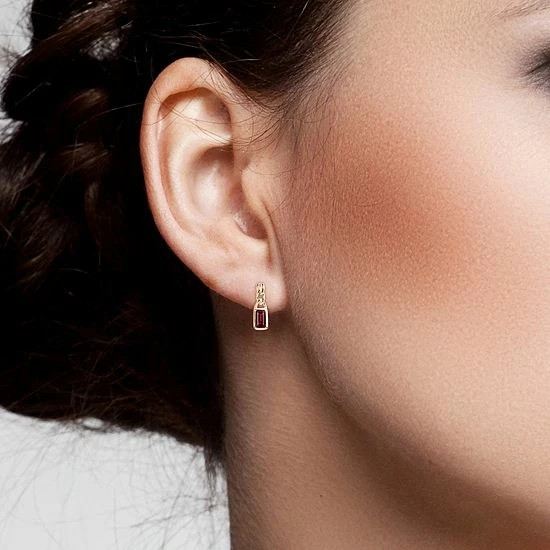 Stella Grace 10k Gold & Garnet Link Earring 3 Stella Grace 10k Gold & Garnet Link Earring - Image 3