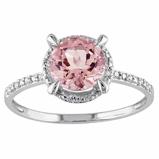 Stella Grace 10k White Gold Morganite & Diamond Accent Halo Ring 1 Stella Grace 10k White Gold Morganite & Diamond Accent Halo Ring