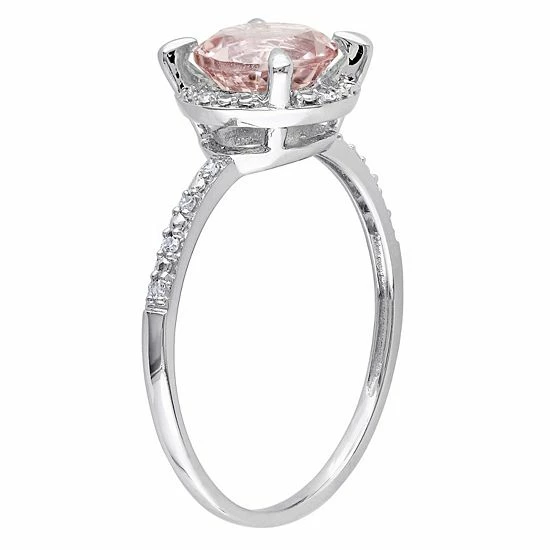 Stella Grace 10k White Gold Morganite & Diamond Accent Halo Ring 2 Stella Grace 10k White Gold Morganite & Diamond Accent Halo Ring - Image 2
