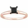 Stella Grace 14k Rose Gold 3/4 Carat T.W Black Diamond Princess-Cut Solitaire Ring