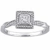 Stella Grace 10k White Gold 3/5 Carat T.W. Diamond Square Halo Twist Band Engagement Ring