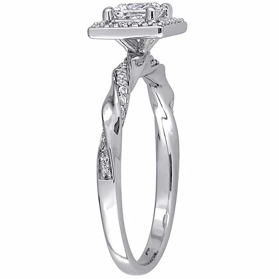 Stella Grace 10k White Gold 3/5 Carat T.W. Diamond Square Halo Twist Band Engagement Ring 2 Stella Grace 10k White Gold 3/5 Carat T.W. Diamond Square Halo Twist Band Engagement Ring - Image 2