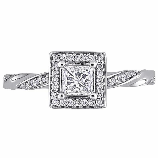 Stella Grace 10k White Gold 3/5 Carat T.W. Diamond Square Halo Twist Band Engagement Ring 5 Stella Grace 10k White Gold 3/5 Carat T.W. Diamond Square Halo Twist Band Engagement Ring - Image 5