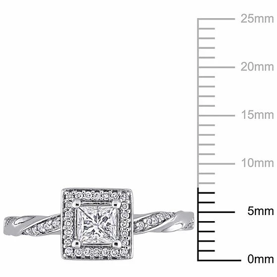 Stella Grace 10k White Gold 3/5 Carat T.W. Diamond Square Halo Twist Band Engagement Ring 6 Stella Grace 10k White Gold 3/5 Carat T.W. Diamond Square Halo Twist Band Engagement Ring - Image 6