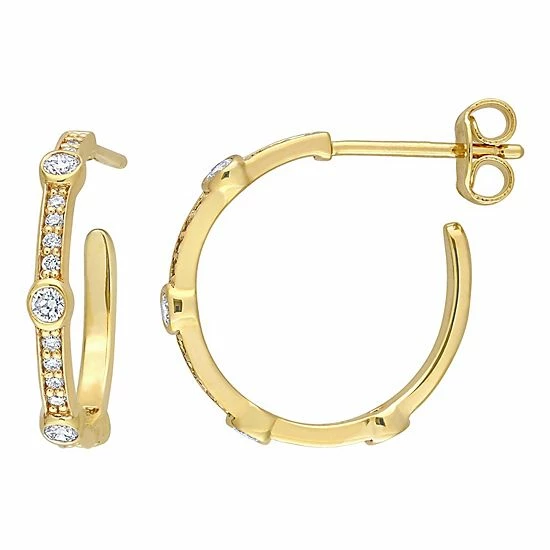 Stella Grace 18k Gold Over Sterling Silver 2/5 Carat T.W. Lab-Grown Diamond Hoop Earrings 1 Stella Grace 18k Gold Over Sterling Silver 2/5 Carat T.W. Lab-Grown Diamond Hoop Earrings