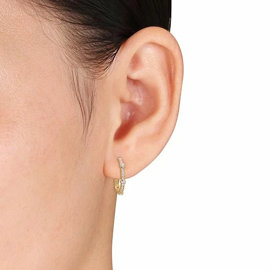 Stella Grace 18k Gold Over Sterling Silver 2/5 Carat T.W. Lab-Grown Diamond Hoop Earrings 2 Stella Grace 18k Gold Over Sterling Silver 2/5 Carat T.W. Lab-Grown Diamond Hoop Earrings - Image 2