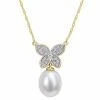Stella Grace 10k Gold Freshwater Cultured Pearl & Diamond Accent Butterfly Drop Pendant Necklace