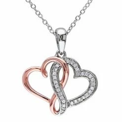 Stella Grace Two Tone Sterling Silver 1/8 Carat T.W. Diamond Heart Pendant Necklace