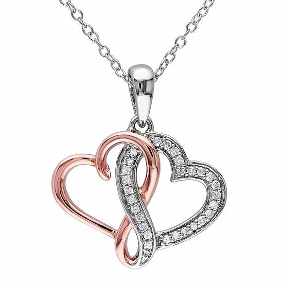 Stella Grace Two Tone Sterling Silver 1/8 Carat T.W. Diamond Heart Pendant Necklace 1 Stella Grace Two Tone Sterling Silver 1/8 Carat T.W. Diamond Heart Pendant Necklace
