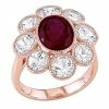 Stella Grace 10k Rose Gold Lab Created Ruby & Lab Created White Sapphire Flower Ring