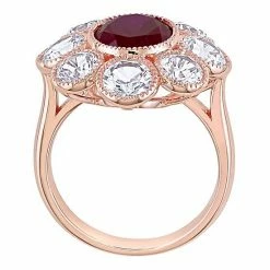 Stella Grace 10k Rose Gold Lab Created Ruby & Lab Created White Sapphire Flower Ring -Stella Grace Sales unnamed file 7616