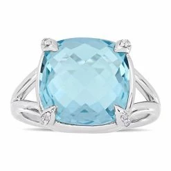 Stella Grace Sterling Silver Sky Blue Topaz & White Topaz Ring
