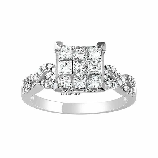 Stella Grace Lovemark 10k White Gold 1 Carat T.W. Diamond Square Ring 1 Stella Grace Lovemark 10k White Gold 1 Carat T.W. Diamond Square Ring