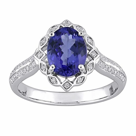 Stella Grace 14k White Gold Tanzanite & 1/6 Carat T.W. Diamond Art Deco Engagement Ring 1 Stella Grace 14k White Gold Tanzanite & 1/6 Carat T.W. Diamond Art Deco Engagement Ring