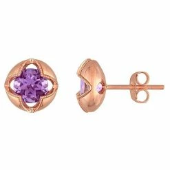 Stella Grace 10k Rose Gold Amethyst Halo Stud Earrings