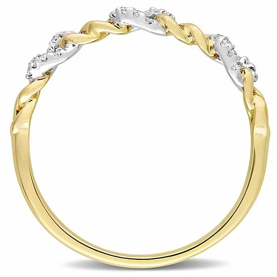 Stella Grace 10k Two-Tone Gold Diamond Accent Link Wedding Ring 2 Stella Grace 10k Two-Tone Gold Diamond Accent Link Wedding Ring - Image 2