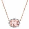 Stella Grace 10k Rose Gold Morganite & 1/10 Carat T.W. Diamond Halo Necklace