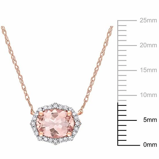 Stella Grace 10k Rose Gold Morganite & 1/10 Carat T.W. Diamond Halo Necklace 5 Stella Grace 10k Rose Gold Morganite & 1/10 Carat T.W. Diamond Halo Necklace - Image 5