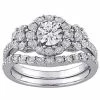 Stella Grace Sterling Silver 1/2 Carat T.W. Diamond Halo Engagement Ring Set