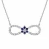 Stella Grace Sterling Silver Lab Created Blue & White Sapphire Infinity Pendant
